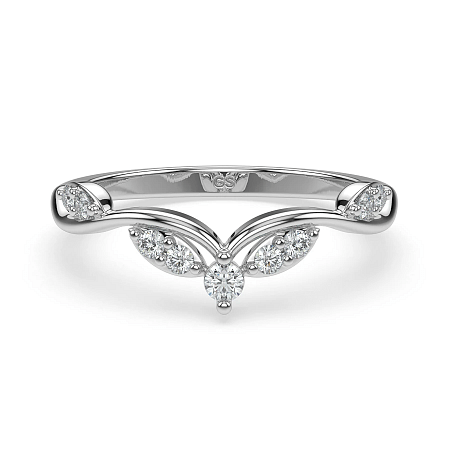 Leaf MQ Wedding Ring with Natural Diamonds 0.15ct Total Weight
