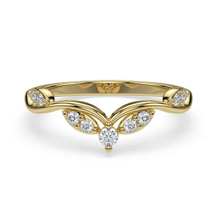 Leaf MQ Wedding Ring with Natural Diamonds 0.15ct Total Weight