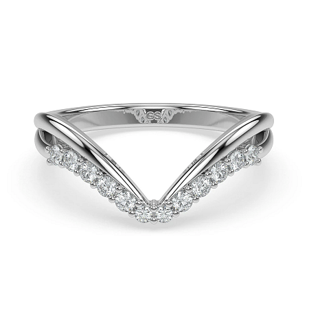 Split V-Shaped Wedding Ring with Natural Diamonds 0.2ct Total Weight