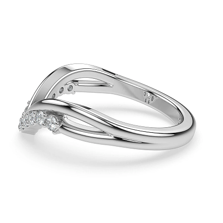 Split V-Shaped Wedding Ring with Natural Diamonds 0.2ct Total Weight