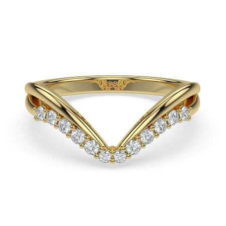 Split V-Shaped Claw Set Wedding Ring