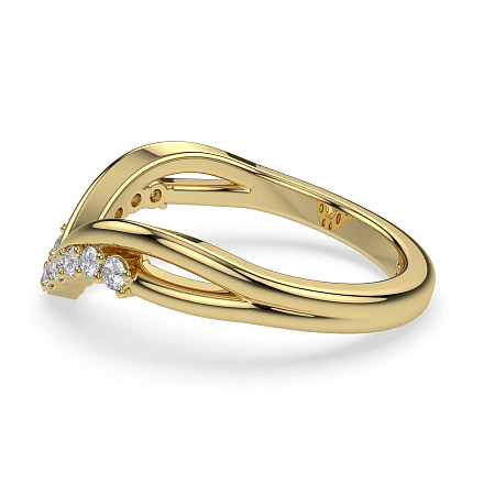 Split V-Shaped Wedding Ring with Natural Diamonds 0.2ct Total Weight