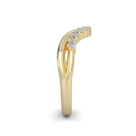 Split V-Shaped Wedding Ring with Natural Diamonds 0.2ct Total Weight