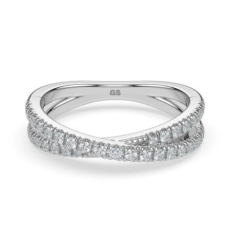Cross-Over Claw Set Wedding Ring
