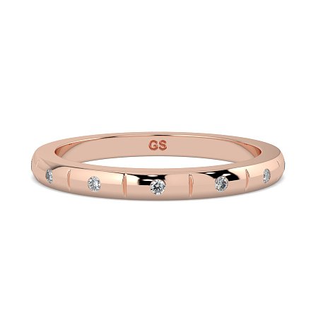 Ariel Wedding Ring with Hammer set Diamonds on Band