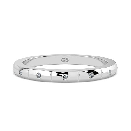Ariel Wedding Ring with Hammer set Diamonds on Band
