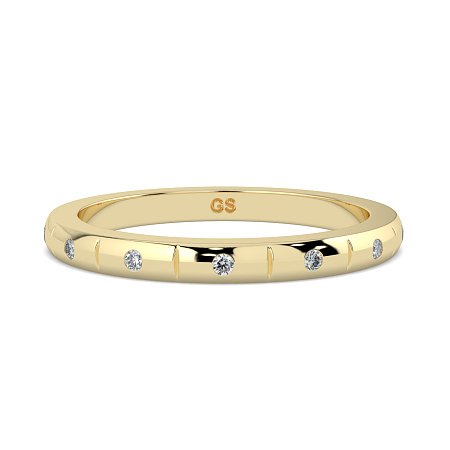 Ariel Wedding Ring with Hammer set Diamonds on Band