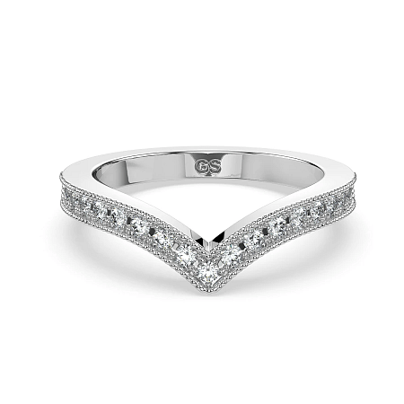 V-Shaped Natural Diamond Wedding ring 0.15cts Total Weight