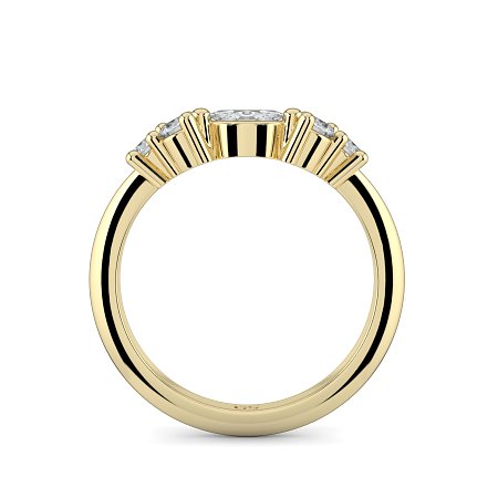 Cluster Curved Wedding Ring with Marquise & RBC Side Stones
