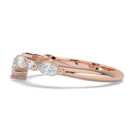 Cluster Pointy Wedding Ring with Marquise Side Stones