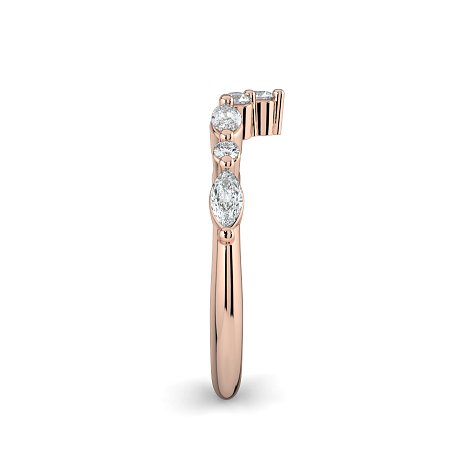Cluster Pointy Wedding Ring with Marquise Side Stones