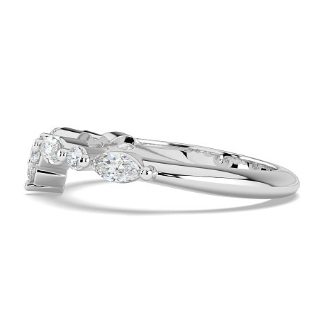Cluster Pointy Wedding Ring with Marquise Side Stones