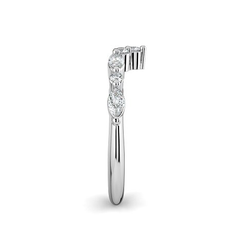 Cluster Pointy Wedding Ring with Marquise Side Stones