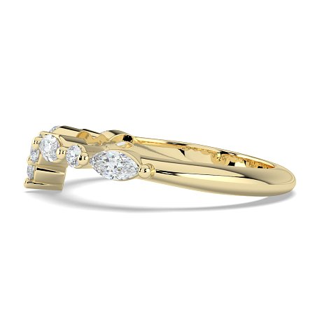 Cluster Pointy Wedding Ring with Marquise Side Stones