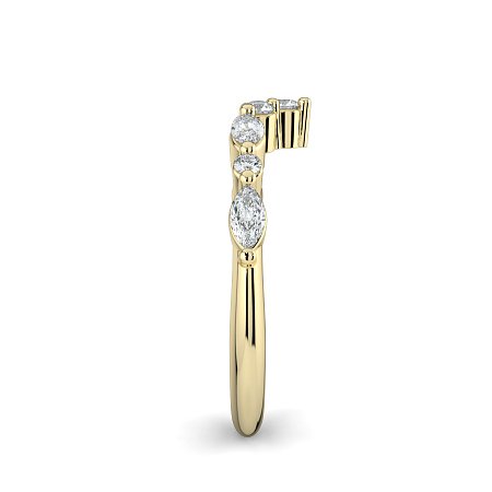 Cluster Pointy Wedding Ring with Marquise Side Stones