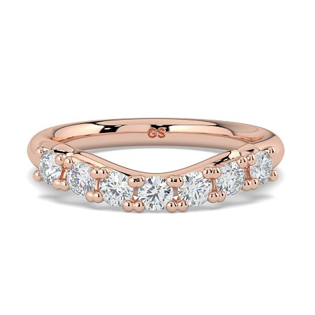Cara Curved Wedding Ring with 7 Accent Diamonds