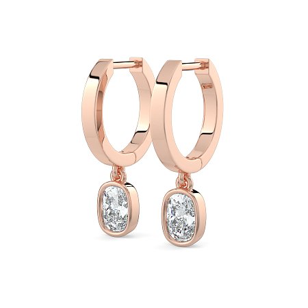 Earring Huggies with Bezel Lab-grown Diamond Drop