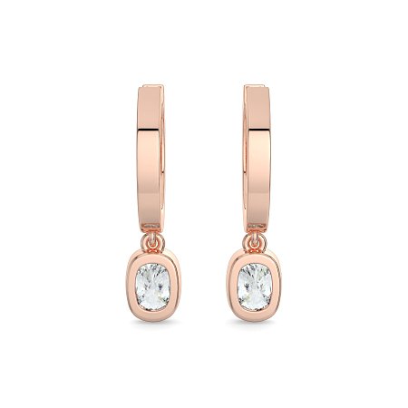 Earring Huggies with Bezel Lab-grown Diamond Drop