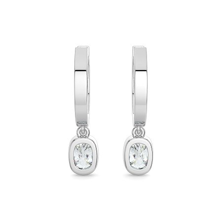 Earring Huggies with Bezel Lab-grown Diamond Drop