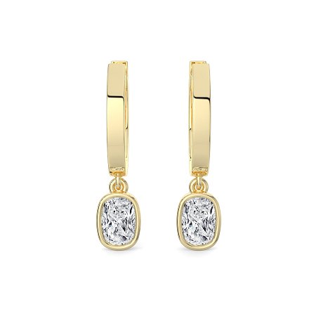Earring Huggies with Bezel Lab-grown Diamond Drop