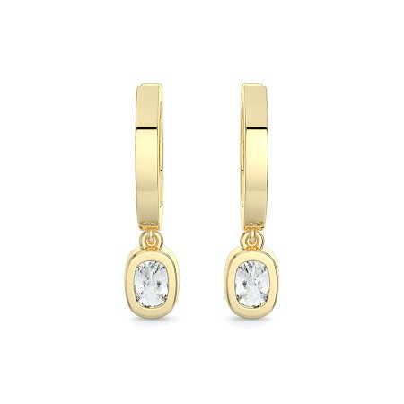 Earring Huggies with Bezel Lab-grown Diamond Drop