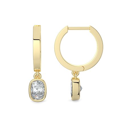 Earring Huggies with Bezel Lab-grown Diamond Drop