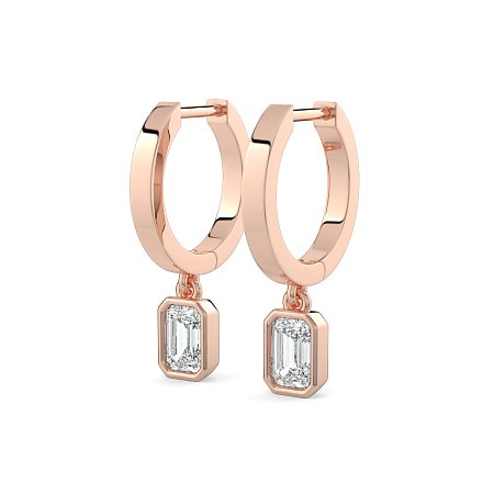 Earring Huggies with Bezel Lab-grown Diamond Drop