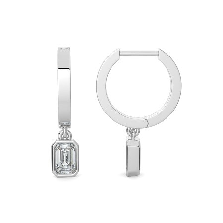 Earring Huggies with Bezel Lab-grown Diamond Drop