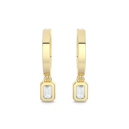 Earring Huggies with Bezel Lab-grown Diamond Drop