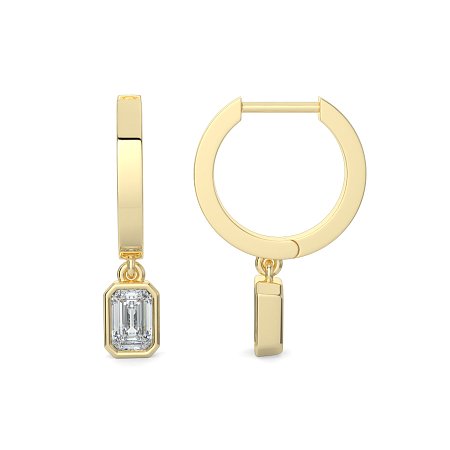 Earring Huggies with Bezel Lab-grown Diamond Drop