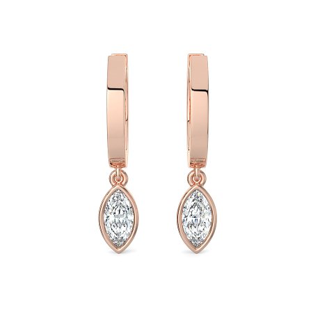 Earring Huggies with Bezel Lab-grown Diamond Drop