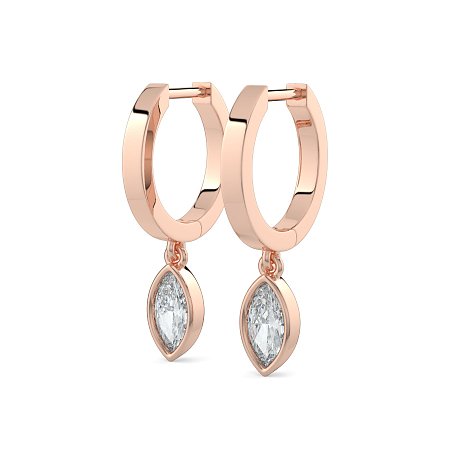 Earring Huggies with Bezel Lab-grown Diamond Drop