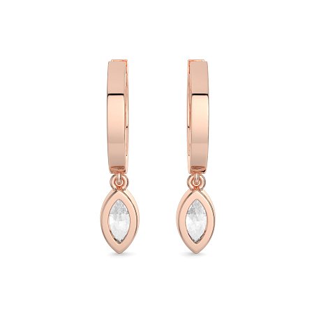 Earring Huggies with Bezel Lab-grown Diamond Drop