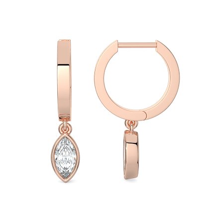 Earring Huggies with Bezel Lab-grown Diamond Drop