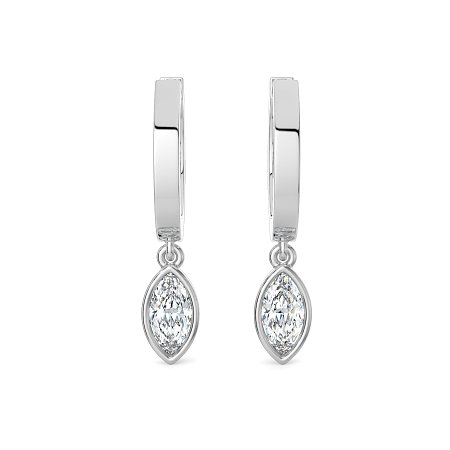Earring Huggies with Bezel Lab-grown Diamond Drop