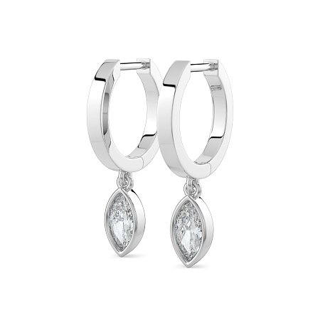Earring Huggies with Bezel Lab-grown Diamond Drop
