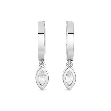 Earring Huggies with Bezel Lab-grown Diamond Drop