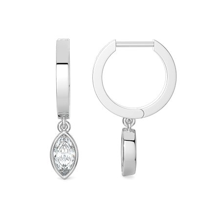 Earring Huggies with Bezel Lab-grown Diamond Drop
