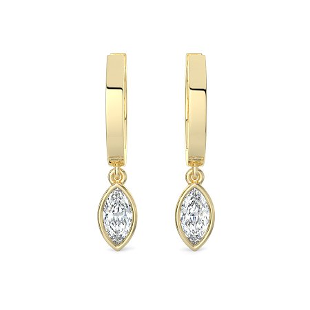 Earring Huggies with Bezel Lab-grown Diamond Drop