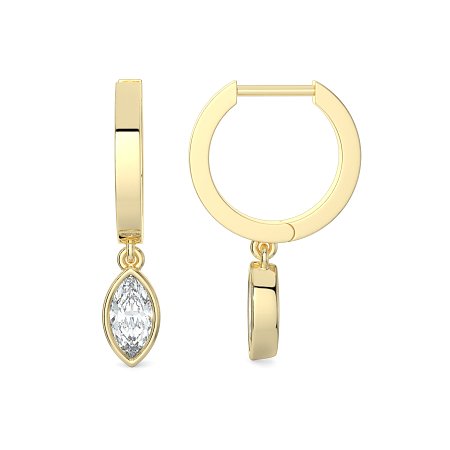 Earring Huggies with Bezel Lab-grown Diamond Drop