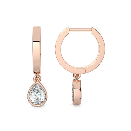 Earring Huggies with Bezel Lab-grown Diamond Drop