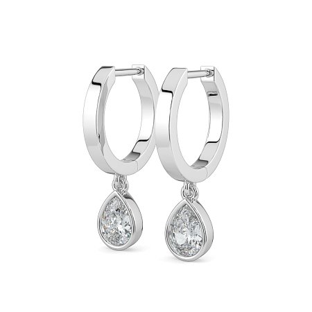 Earring Huggies with Bezel Lab-grown Diamond Drop