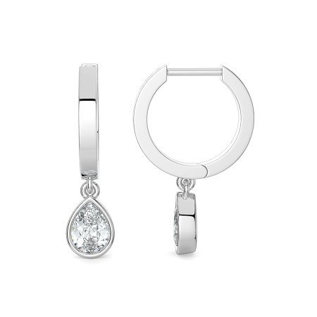 Earring Huggies with Bezel Lab-grown Diamond Drop
