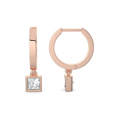 Earring Huggies with Bezel Lab-grown Diamond Drop