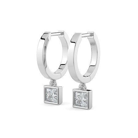 Earring Huggies with Bezel Lab-grown Diamond Drop