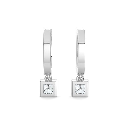 Earring Huggies with Bezel Lab-grown Diamond Drop