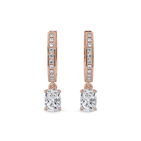 Diamond Earring Huggies with Claw Set Lab-grown Diamond Drop