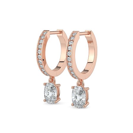 Diamond Earring Huggies with Claw Set Lab-grown Diamond Drop