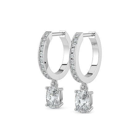 Diamond Earring Huggies with Claw Set Lab-grown Diamond Drop