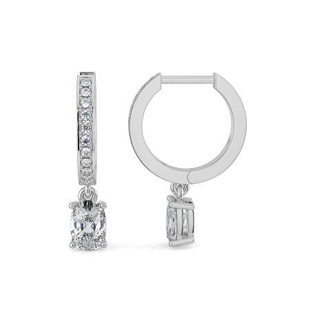 Diamond Earring Huggies with Claw Set Lab-grown Diamond Drop